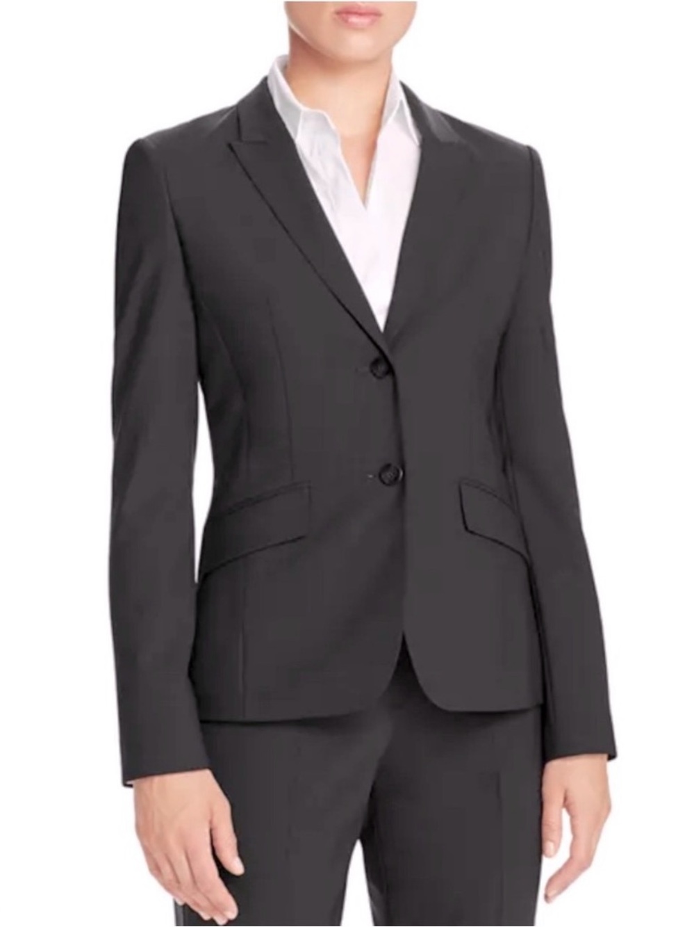 Boss by Hugo Boss Julea Women's Tailored Black Blazer Virgin Wool Size 12 EUC